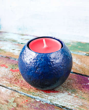 Handmade candlestick in the shape of a sphereの写真素材
