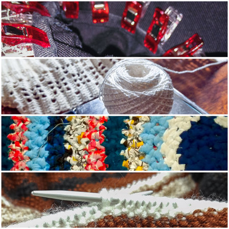 Collage with knittingの写真素材