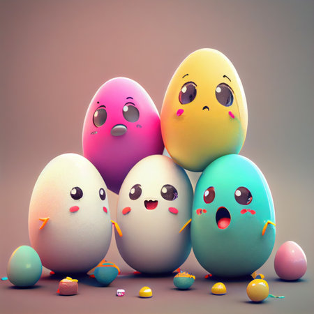 Five Cute Easter Eggsの写真素材