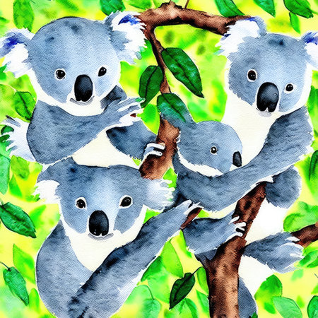 Four Australian koalasの写真素材