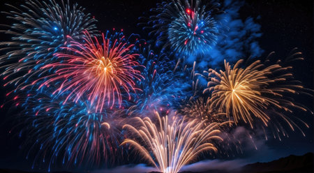 Fireworks in the night skyの素材