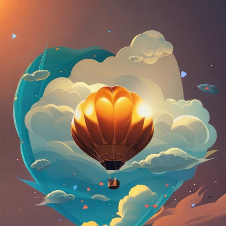 Golden balloon among the cloudsの素材