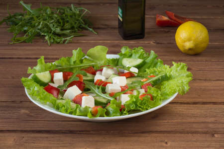 vegetable fresh healthy lemon salad and butterの写真素材