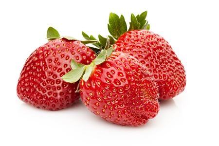 Appetizing strawberries isolated on white backgroundの写真素材