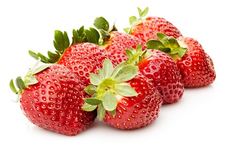 Appetizing strawberries isolated on white backgroundの写真素材