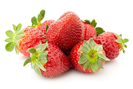 Appetizing strawberries isolated on white backgroundの写真素材