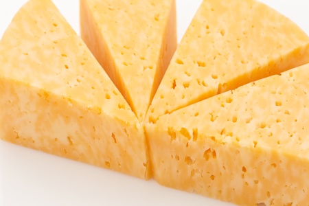 Marble Cheese, sliced ??on a white background.の写真素材