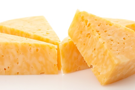 Marble Cheese, sliced ??on a white background.の写真素材