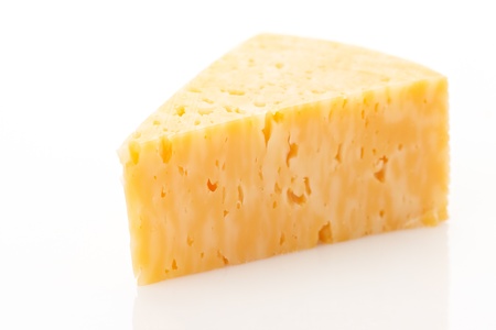 Marble Cheese, sliced ??on a white background.の写真素材