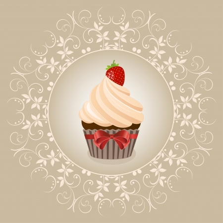 Cupcake on ventazhnom background - vectorのイラスト素材