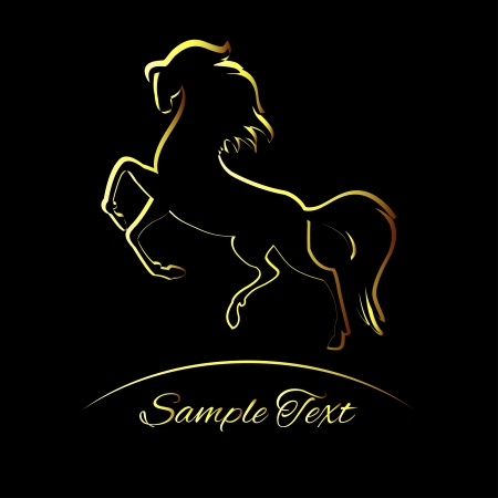 golden horse silhouette - vector,  illustrationのイラスト素材