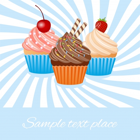 Vector illustration of colorful cupcakeのイラスト素材