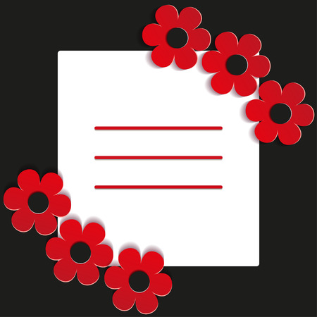 red flowers on a black background - vector illustration のイラスト素材