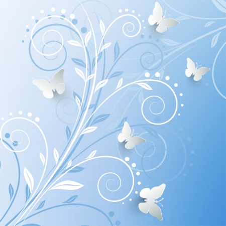 Vector background with paper butterflies.のイラスト素材