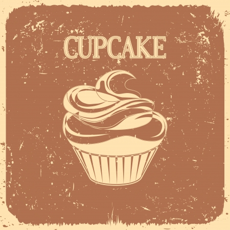 cupcake on vintage background - vector illustrationのイラスト素材