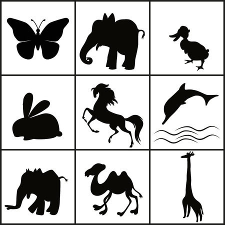 Silhouette of animals - vector illustrationのイラスト素材