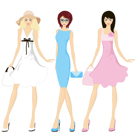 three fashion womenのイラスト素材
