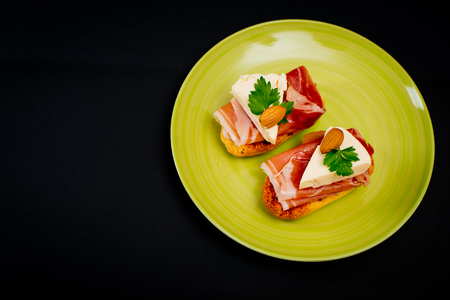 Bruschetta sandwiches on a plate.の写真素材