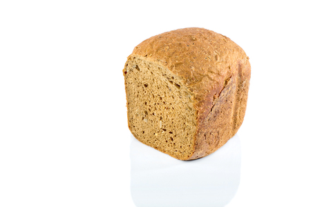 Fresh bread slice isolated on white background. Selective focus.の写真素材