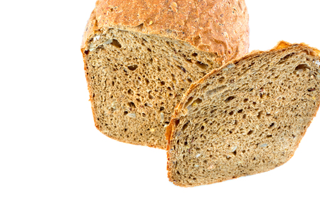 Sliced of rye bread, isolated on a white background.の写真素材