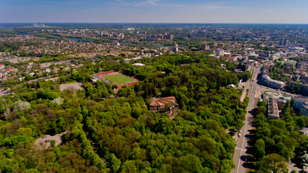 Aerial view of cityscape in Europe.の写真素材