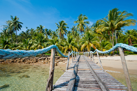 A wooden pier on the island of Koh Chang, Thailand.の写真素材
