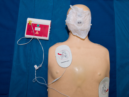 Realistic training simulator dummy mannequin doll for medical procedure, first aid, CPR, auscultation, etc.の写真素材