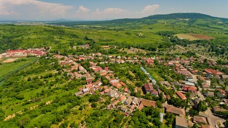 Aerial view of a typical european village.の写真素材