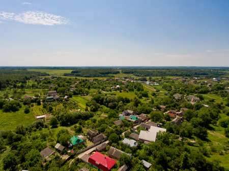 Aerial view of typical Ukrainian village.