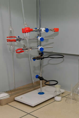 Equipment in the chemical laboratory. Close-up.