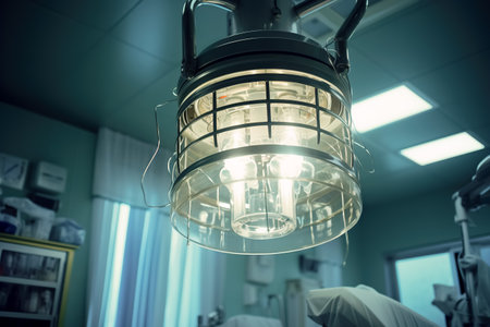 A large lamp in the operating room close-up. Generated aiの素材