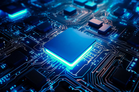 Circuit board. Technology background. Central Computer Processors CPU concept. Motherboard digital chip. Generative AIの素材