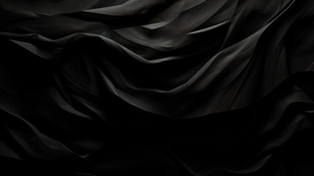 Crumpled black paper abstract shape background with space paper for text. Generative AIの素材