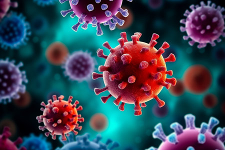 Microscopic germs and pathogens. Generative AIの素材