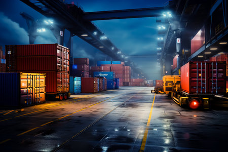 Container depot at the seaport. Generative AIの素材