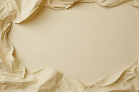Crumpled Cream paper abstract shape background with space paper for text. Generative AIの素材