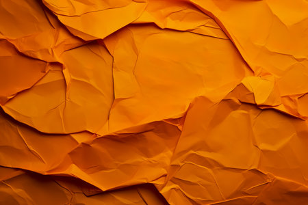 Crumpled Tangerine paper abstract shape background with space paper for text. Generative AIの素材