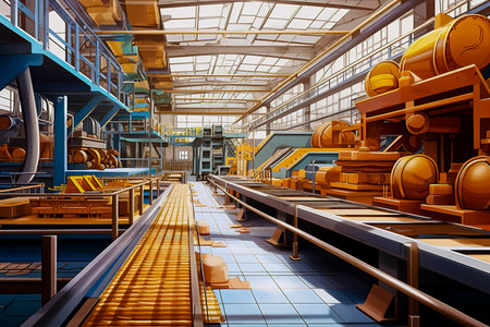 Sightseeing excursion on the interior ceramic tile manufacturing plant ceramic tile. Generative AIの素材
