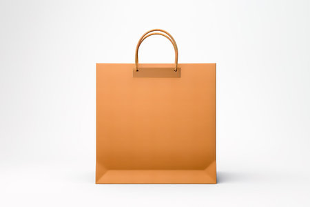 Paper bag on white background. Mockup for design. Generative AI.の素材