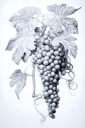 Grapevine drawing. Generative AI.の素材