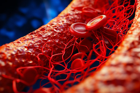 Layout of blood vessels in the human body. 3D model.の素材