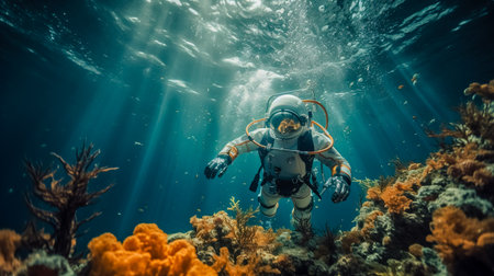 An astronaut under the sea.の素材