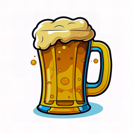 Sticker design with a beer mug on white background.の素材