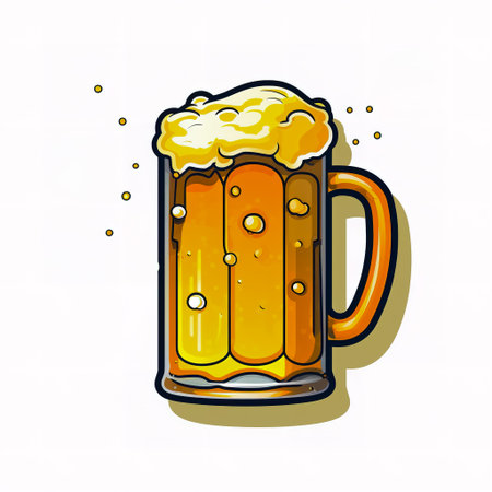 Sticker design with a beer mug on white background.の素材