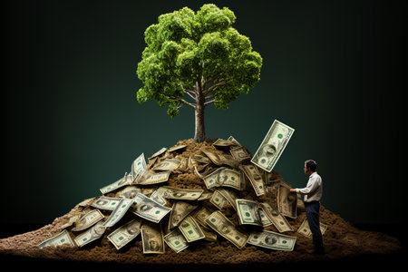 Man accumulating capital. Business concept.の素材