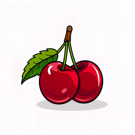 Sticker design with an cherry on white background.の素材