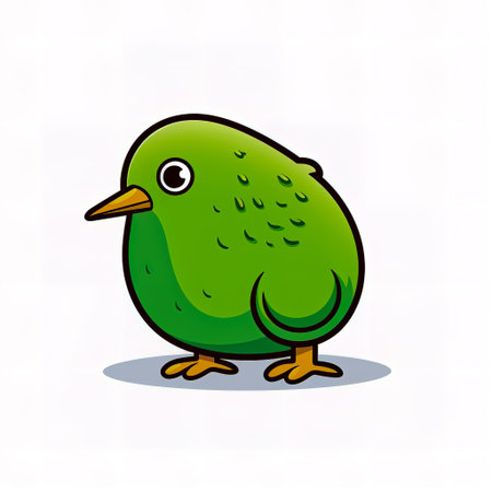 Sticker design with an kiwi bird on white background.の素材