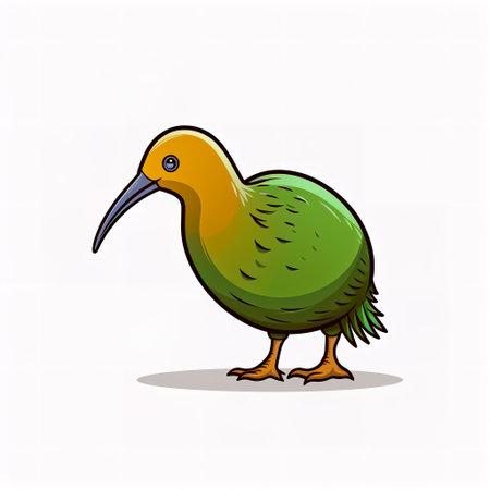 Sticker design with an kiwi bird on white background.の素材