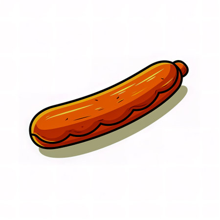 Sticker design with an sausage on white background.の素材