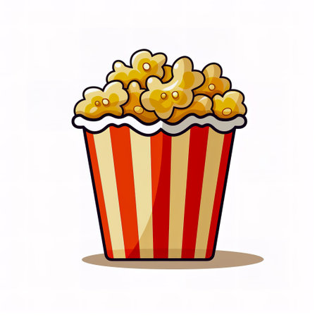 Sticker design with an popcorn on white background.の素材